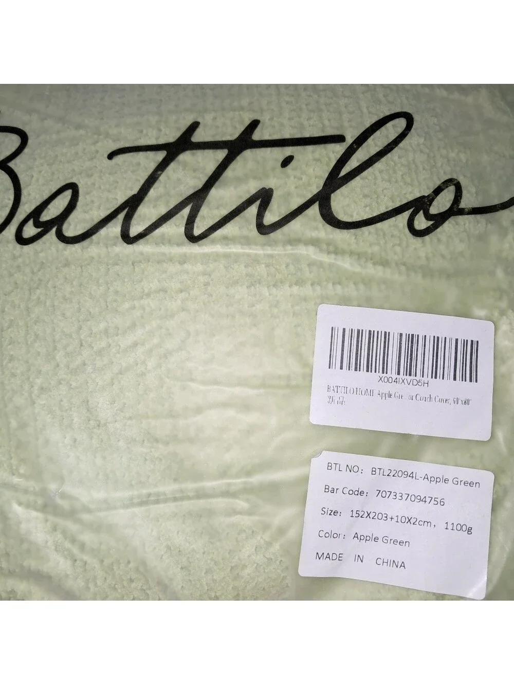 Battilo NWT Chenille Knit Throw Blanket With Tassels In Apple Green 60